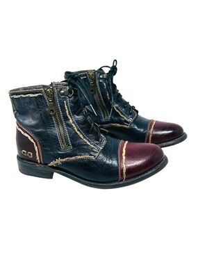 Bedstu Bonnie colorblock leather ankle booties navy blue burgundy sz 8